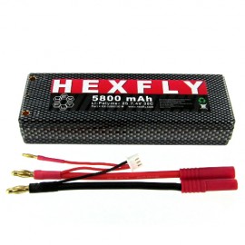 7.4V 2S 30C 5800mAh LIPO Battery with Hard Case and Banana 4.0 Connector, (Must use LIPO charger) - HX580030C-B
