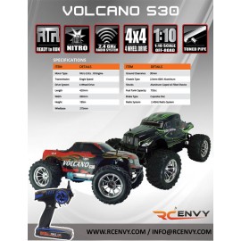 Redcat Racing Volcano S30 1/10 Scale 4WD 2.4GHz RTR RC Nitro Monster Truck